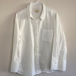 Sezane Paris White Button Down Shirt Womens EU 44 US L Cotton Pocket Blouse